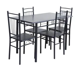 Aft Wooden Steel Metal Dining Table Chairs Set Modern Dining Room and Kitchen AFT-1204-7-7 1 4 BROWN WALNUT