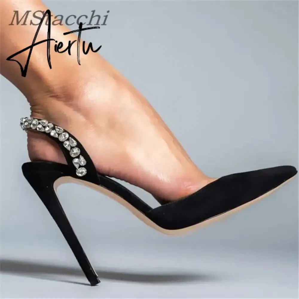 Aiertu  Sandals Woman Summer Ladies Shoes Elegant High Heels Stiletto Sandals Pointed Toe Crystal Wedding Shoes Luxury Women Pumps