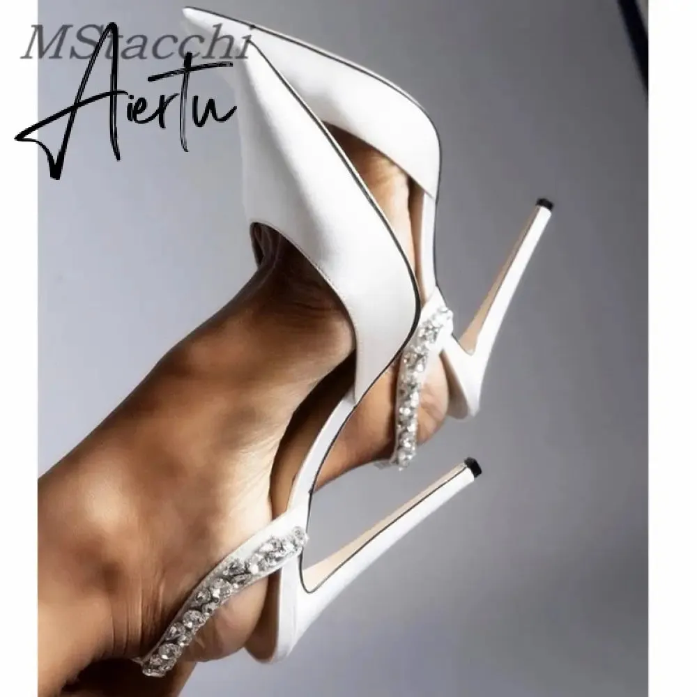 Aiertu  Sandals Woman Summer Ladies Shoes Elegant High Heels Stiletto Sandals Pointed Toe Crystal Wedding Shoes Luxury Women Pumps