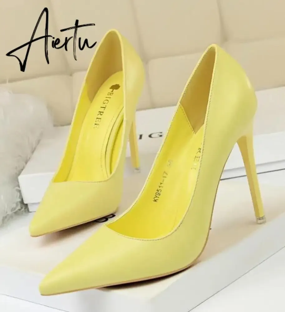 Aiertu Summer new high-heeled sandals with stiletto and pointed toe high-heeled shoes for women's casual solid color high-heeled shoes