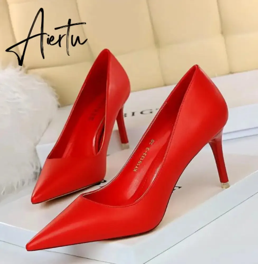 Aiertu Summer new high-heeled sandals with stiletto and pointed toe high-heeled shoes for women's casual solid color high-heeled shoes