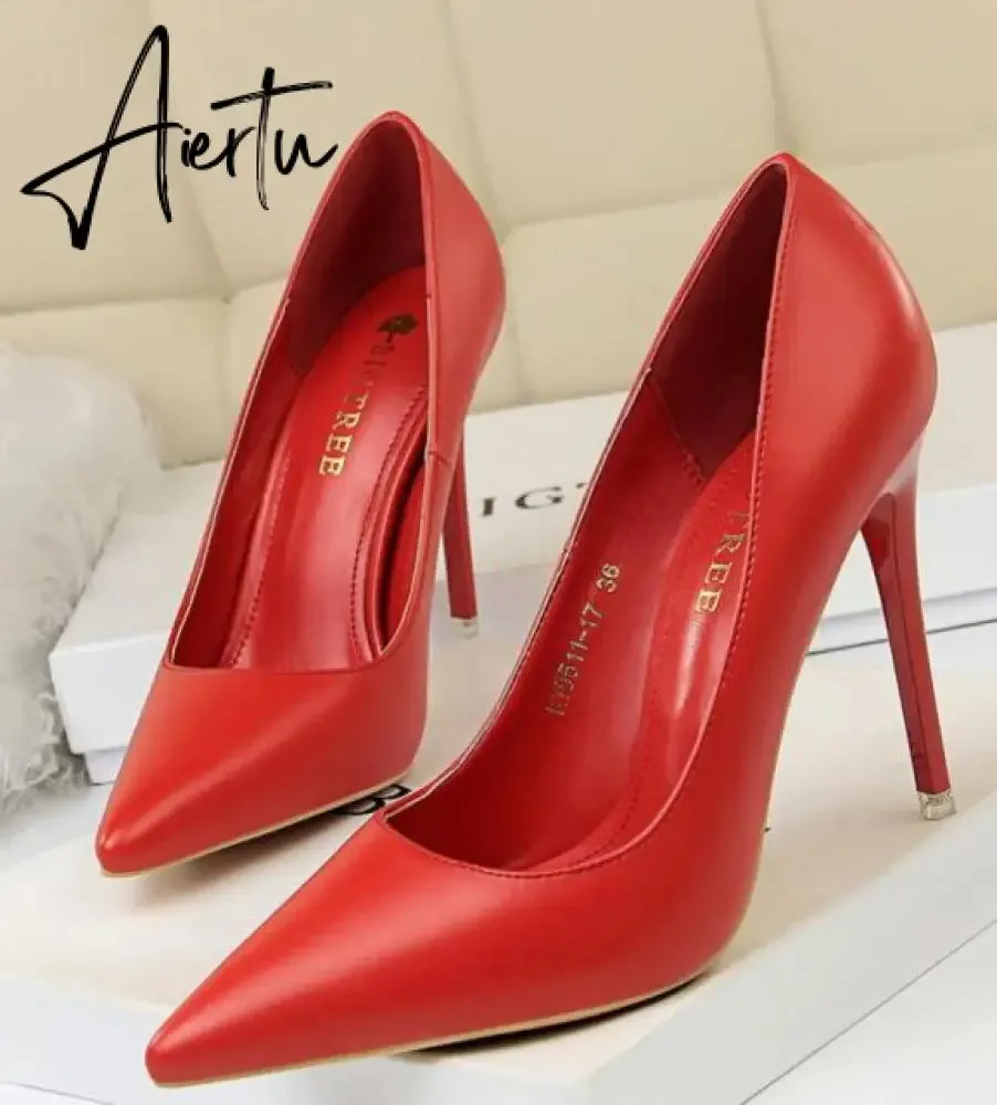 Aiertu Summer new high-heeled sandals with stiletto and pointed toe high-heeled shoes for women's casual solid color high-heeled shoes