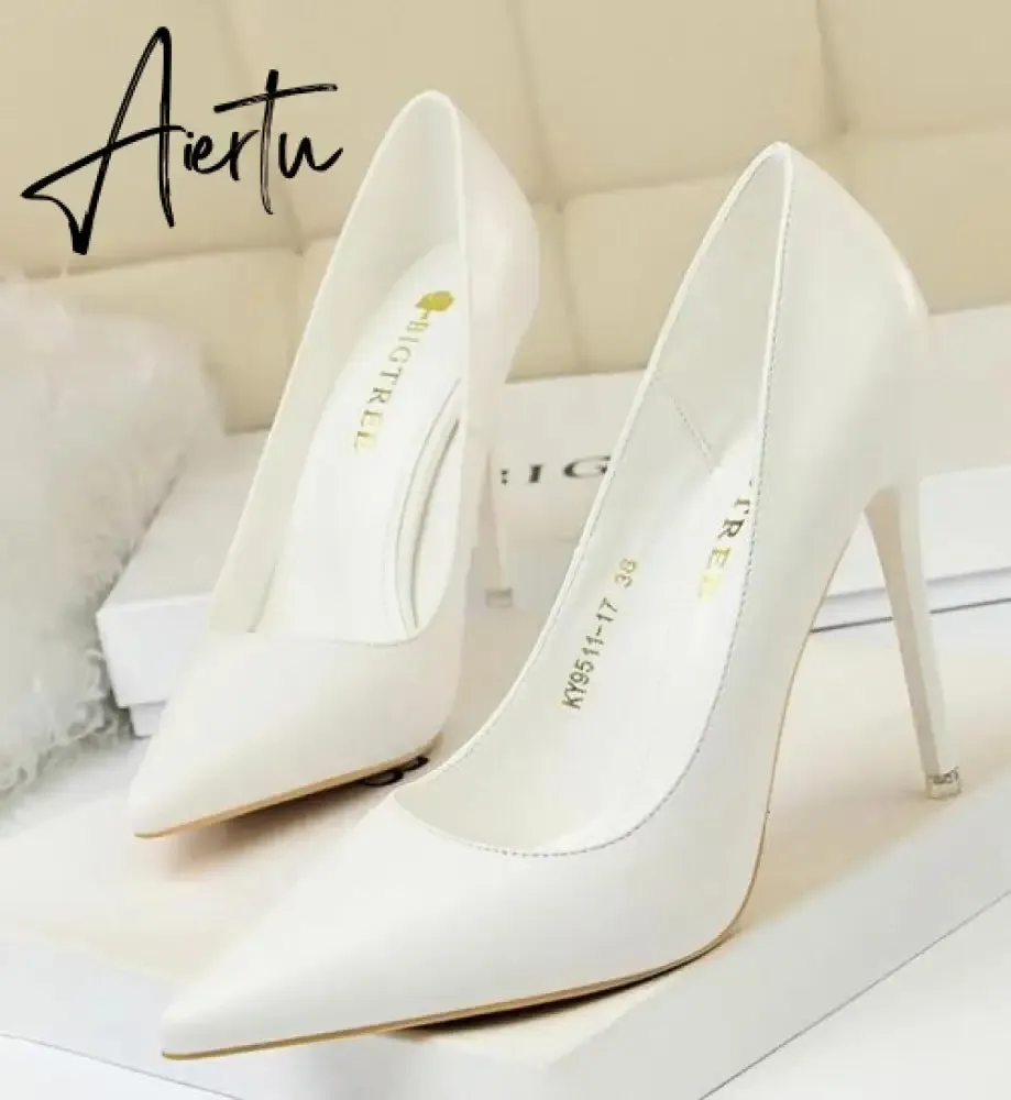 Aiertu Summer new high-heeled sandals with stiletto and pointed toe high-heeled shoes for women's casual solid color high-heeled shoes