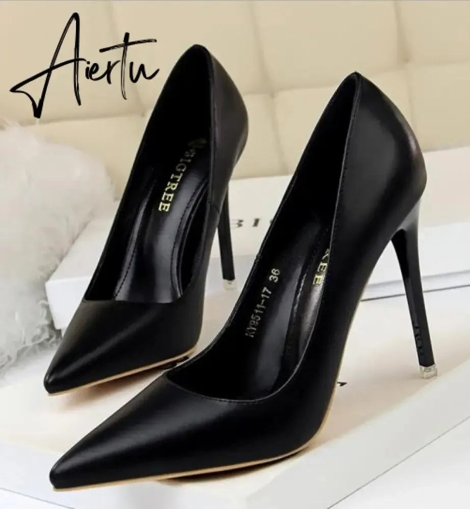 Aiertu Summer new high-heeled sandals with stiletto and pointed toe high-heeled shoes for women's casual solid color high-heeled shoes