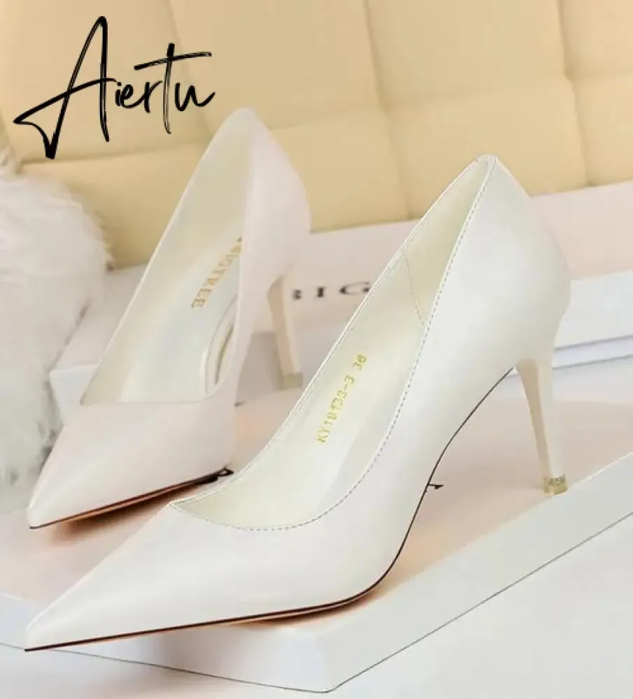 Aiertu Summer new high-heeled sandals with stiletto and pointed toe high-heeled shoes for women's casual solid color high-heeled shoes