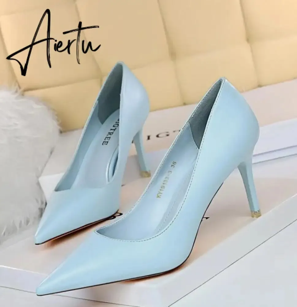 Aiertu Summer new high-heeled sandals with stiletto and pointed toe high-heeled shoes for women's casual solid color high-heeled shoes