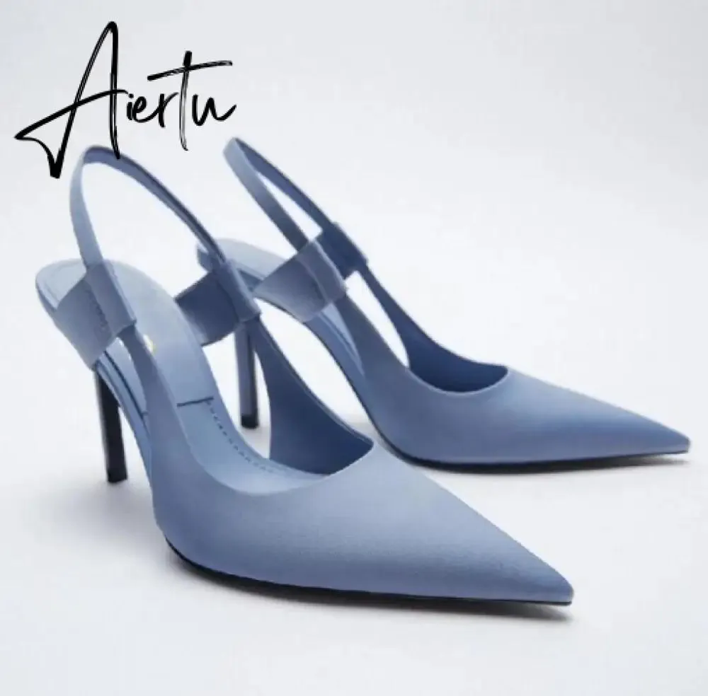 Aiertu Summer new high-heeled sandals with stiletto and pointed toe high-heeled shoes for women's casual solid color high-heeled shoes