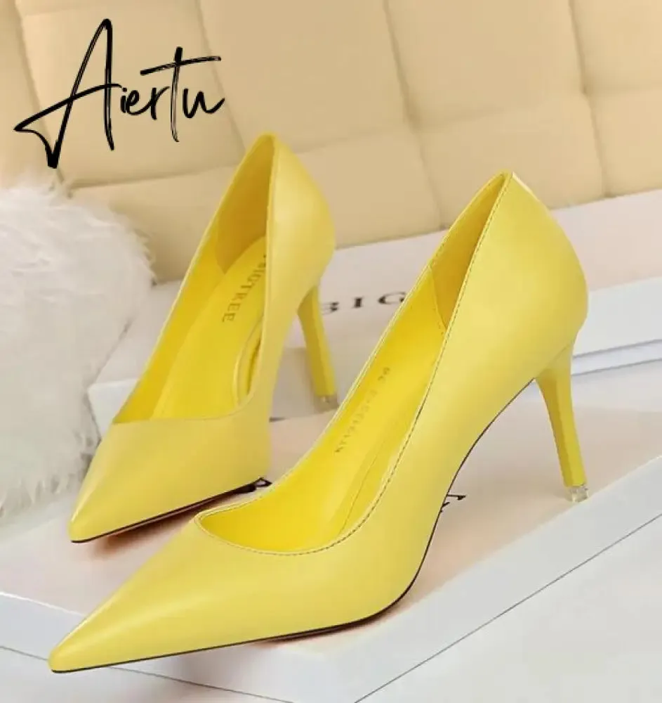 Aiertu Summer new high-heeled sandals with stiletto and pointed toe high-heeled shoes for women's casual solid color high-heeled shoes