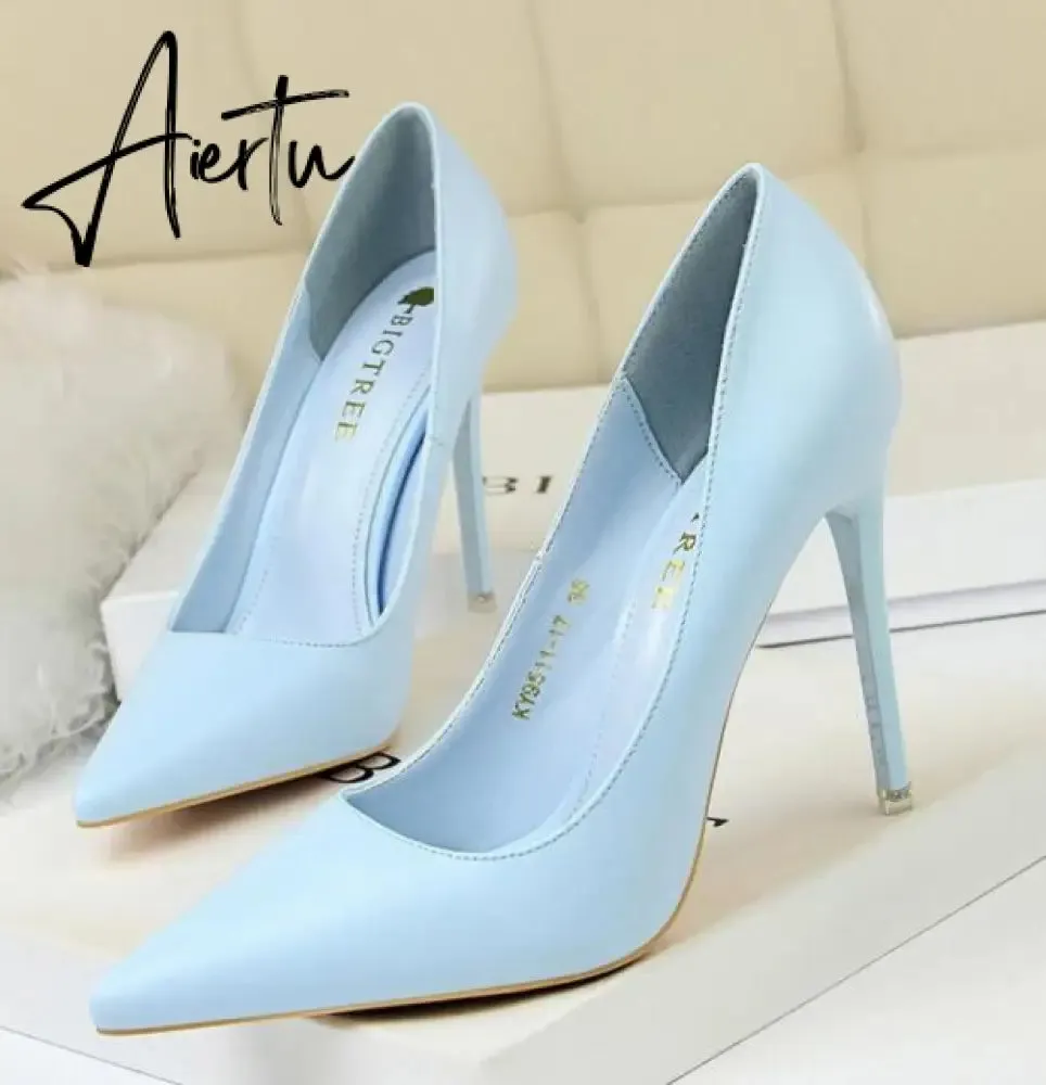 Aiertu Summer new high-heeled sandals with stiletto and pointed toe high-heeled shoes for women's casual solid color high-heeled shoes