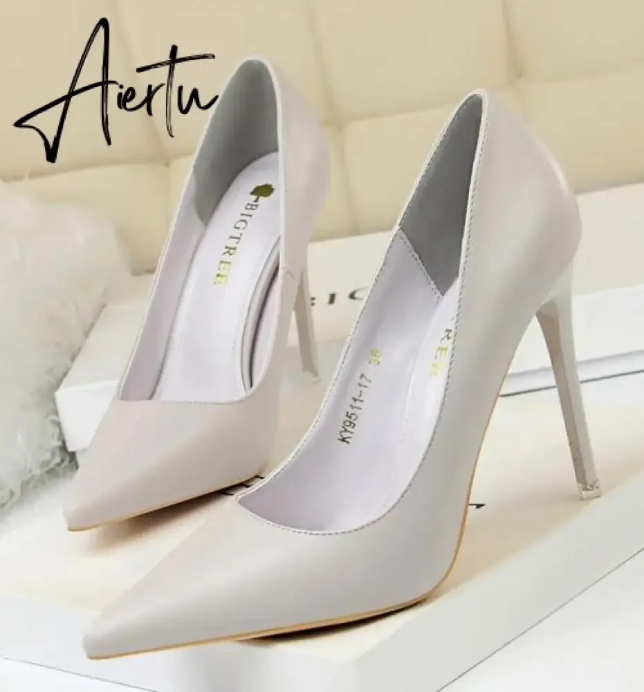 Aiertu Summer new high-heeled sandals with stiletto and pointed toe high-heeled shoes for women's casual solid color high-heeled shoes