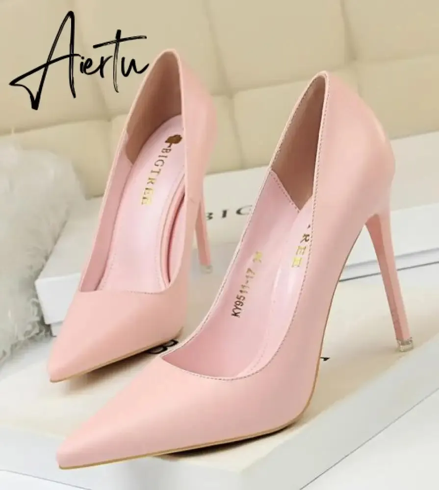 Aiertu Summer new high-heeled sandals with stiletto and pointed toe high-heeled shoes for women's casual solid color high-heeled shoes