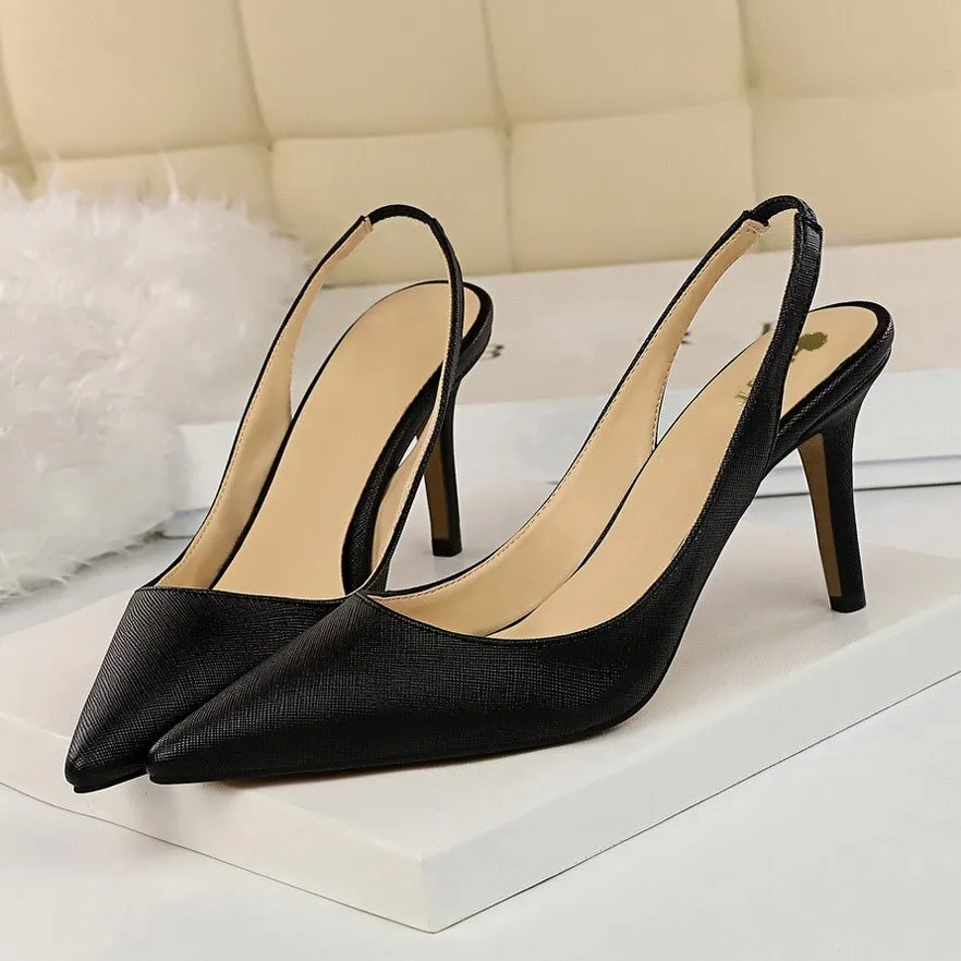 Amozae-2024 New Women 8cm High Heels Tacons Pumps Plus Size 10.5 Luxury Lady White Slingback Shoes Low Heels Scarpins Gold Blue Pumps