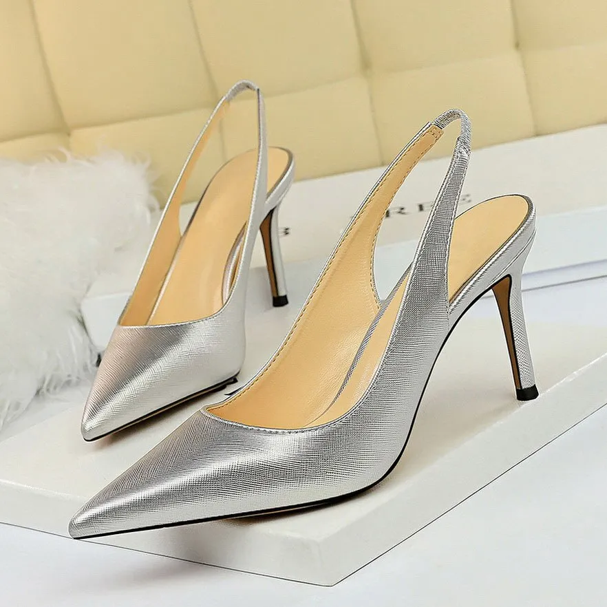 Amozae-2024 New Women 8cm High Heels Tacons Pumps Plus Size 10.5 Luxury Lady White Slingback Shoes Low Heels Scarpins Gold Blue Pumps