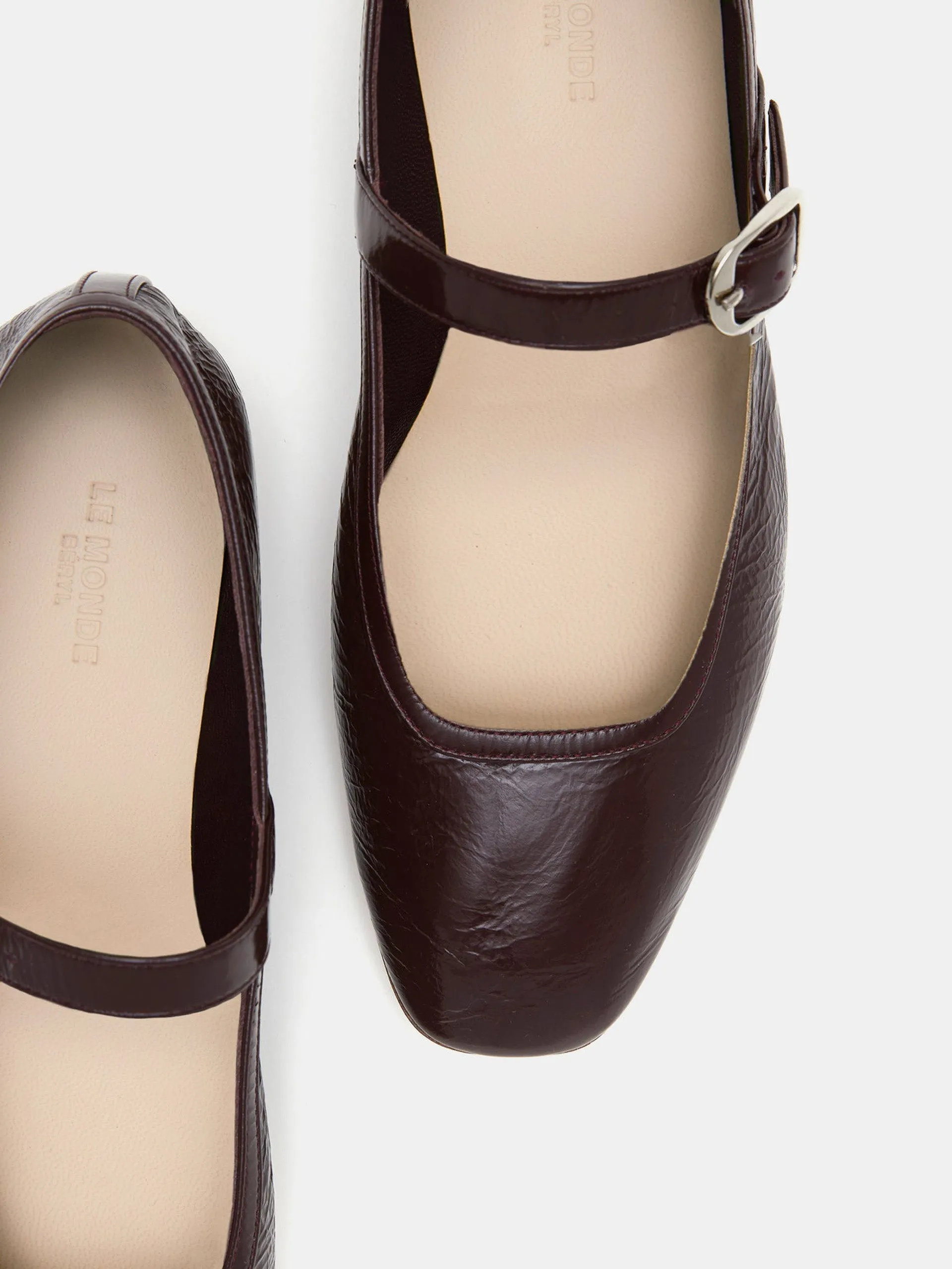 Aubergine naplack leather ballet Mary Jane flats