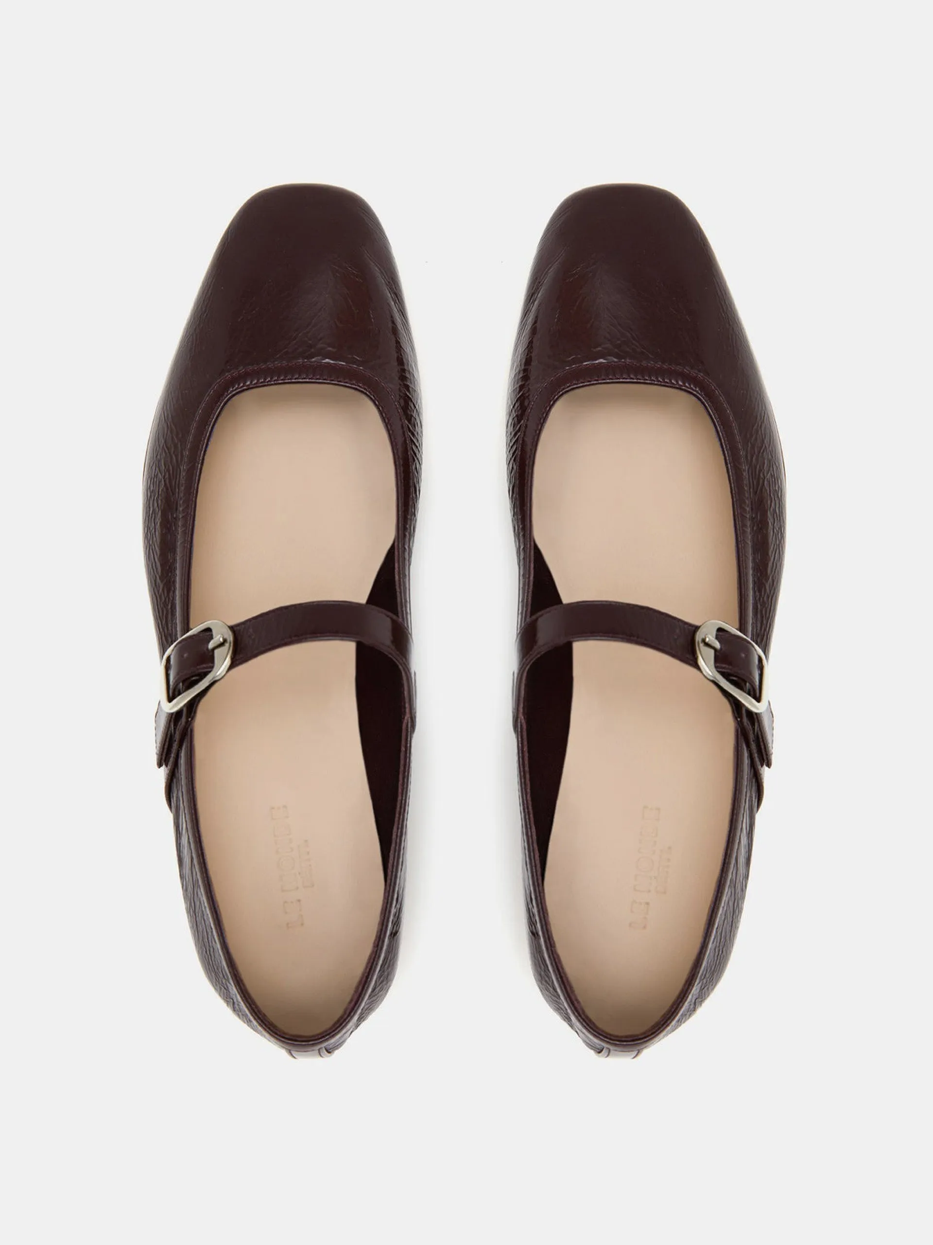 Aubergine naplack leather ballet Mary Jane flats