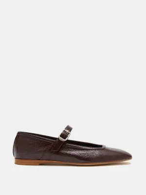 Aubergine naplack leather ballet Mary Jane flats