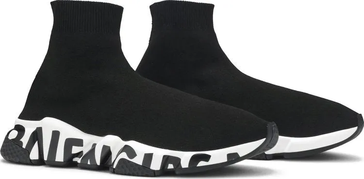 Balenciaga Speed Trainer Graffiti Sneakers - Black White