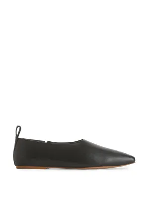 Black leather ballet flats