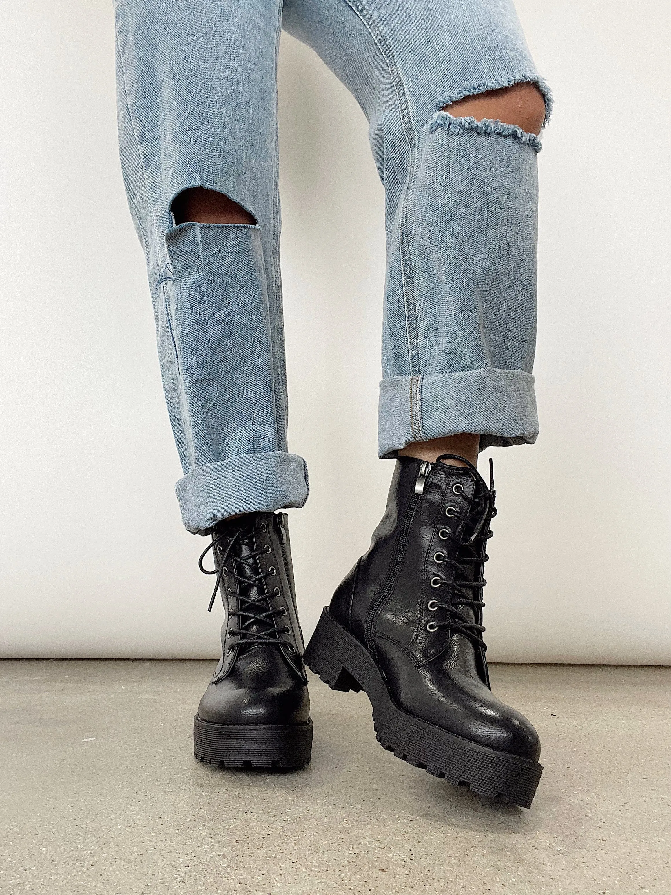 Black Madison Combat Boots