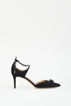 Black Suede D'Orsay Bow Pump