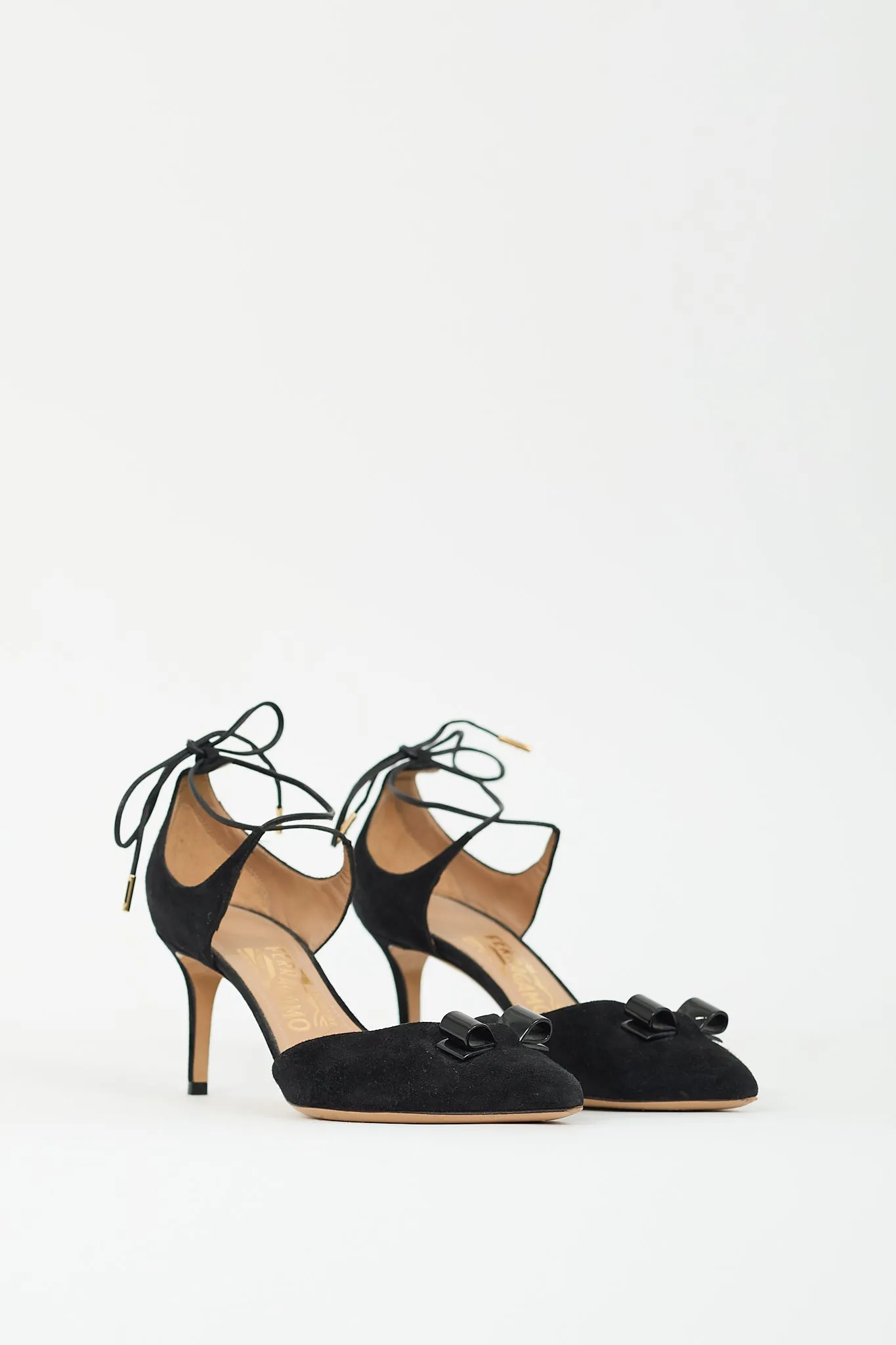 Black Suede D'Orsay Bow Pump