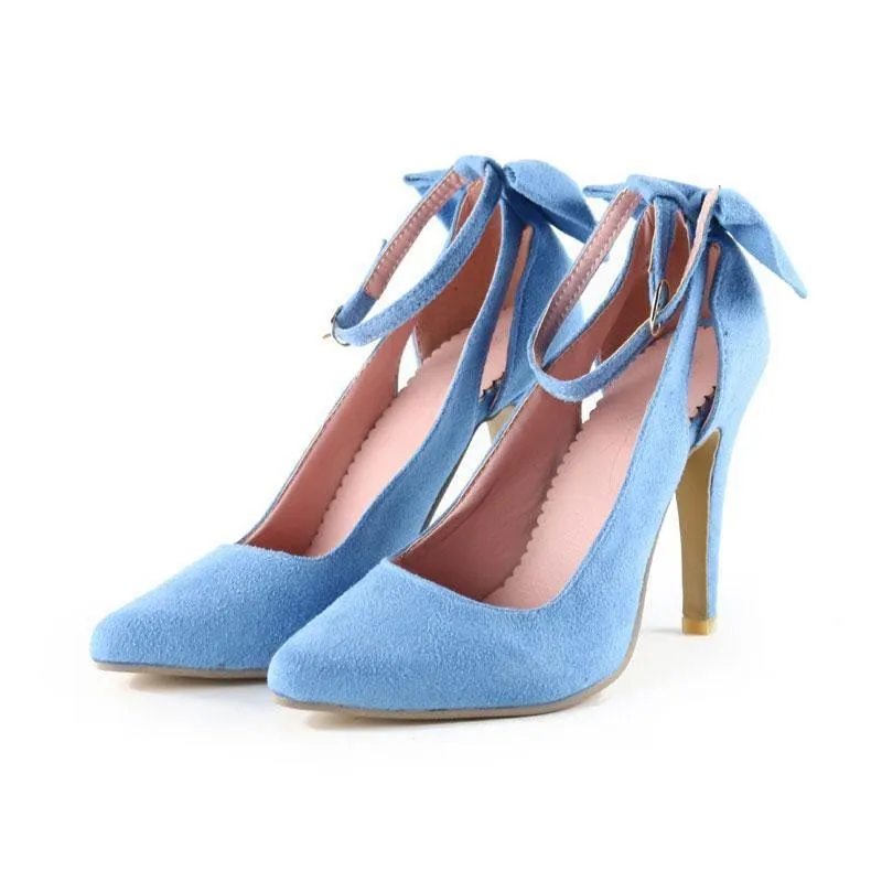 Blue Butterfly Heels Buckle Strap Shoes