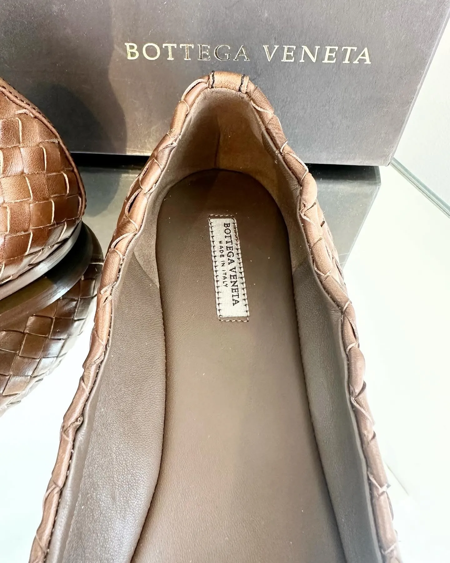 BOTTEGA Venetta Intrecciato Weave Leather Ballet Flats