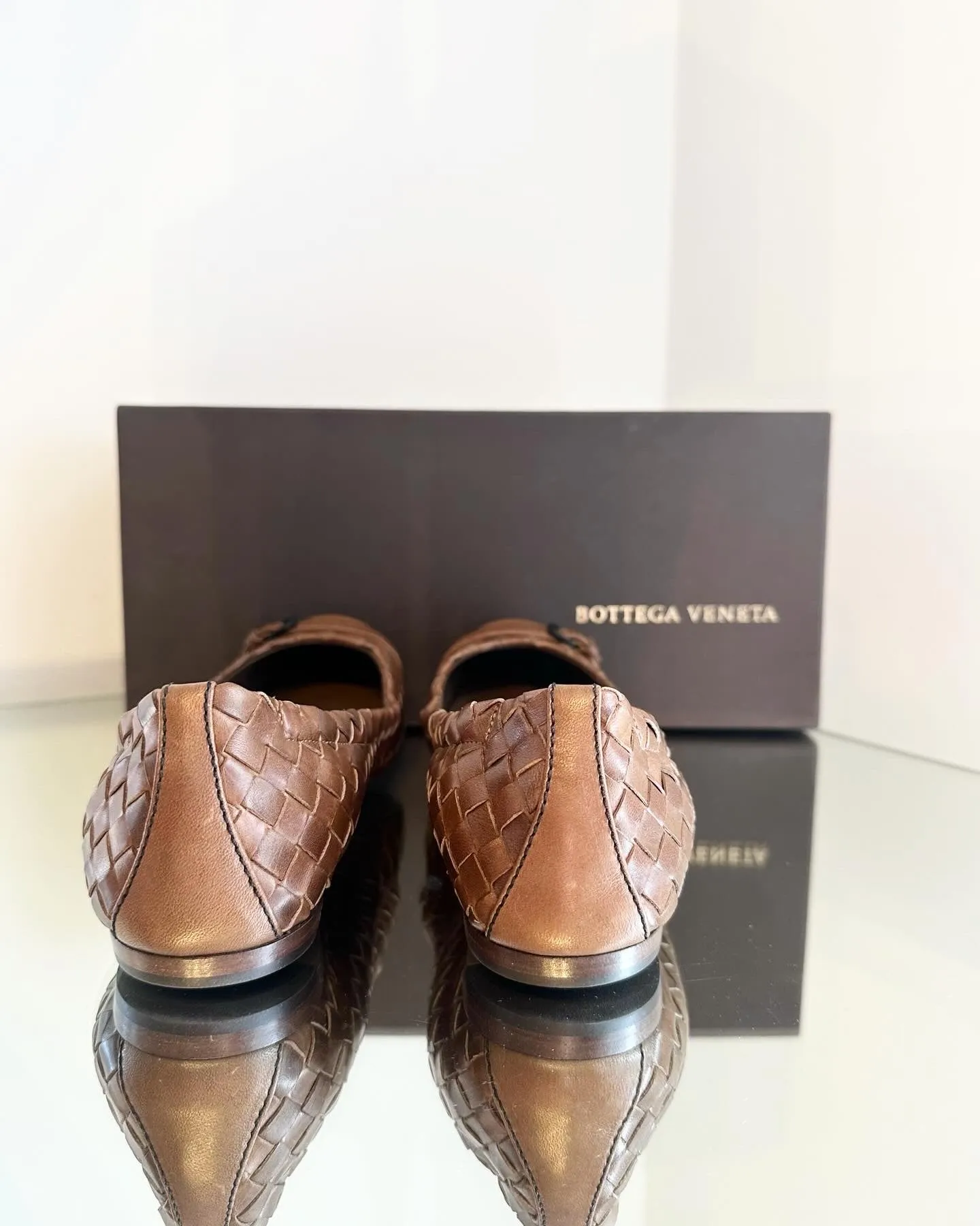 BOTTEGA Venetta Intrecciato Weave Leather Ballet Flats