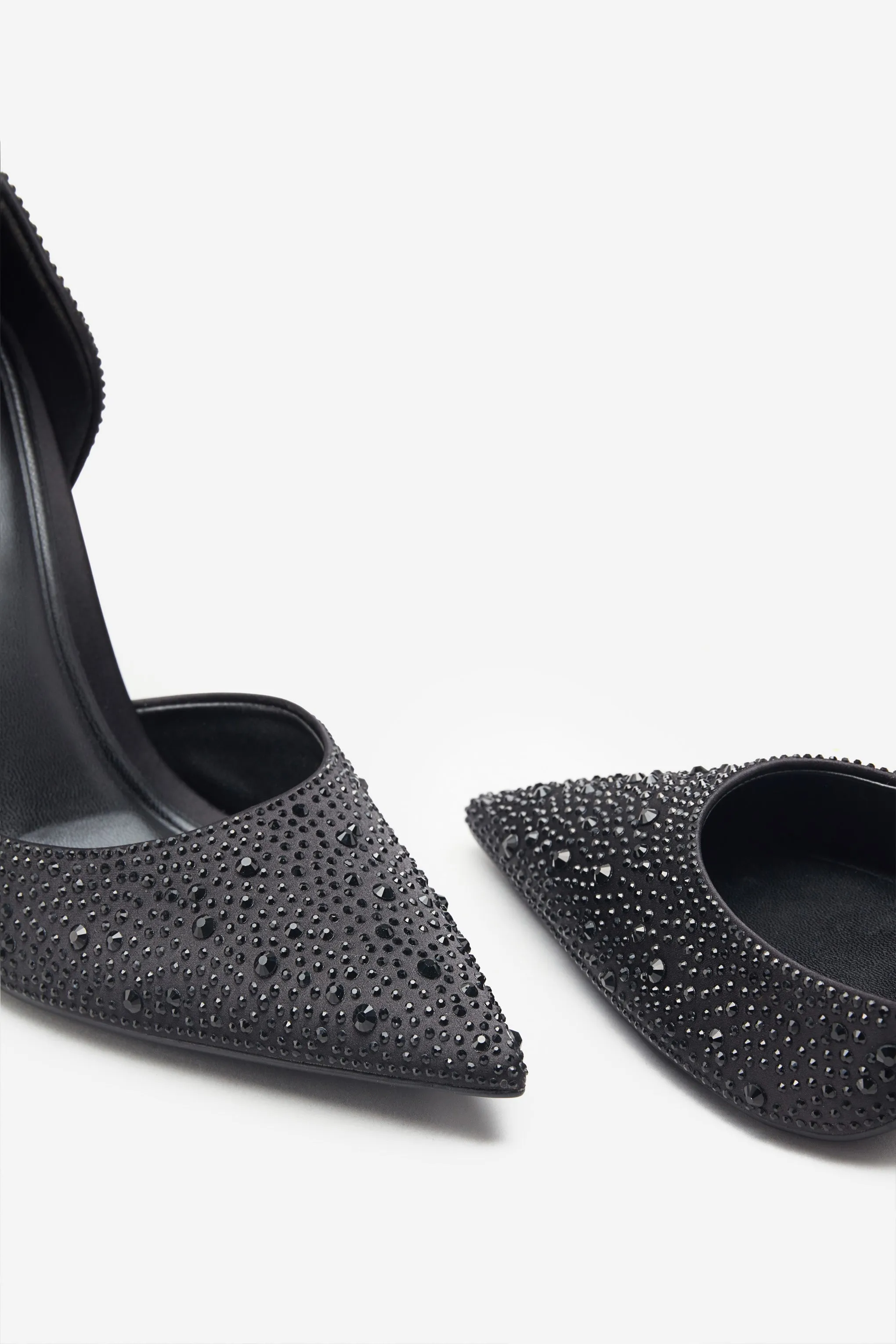 Catcher | Black Diamante Pointed Court Heels