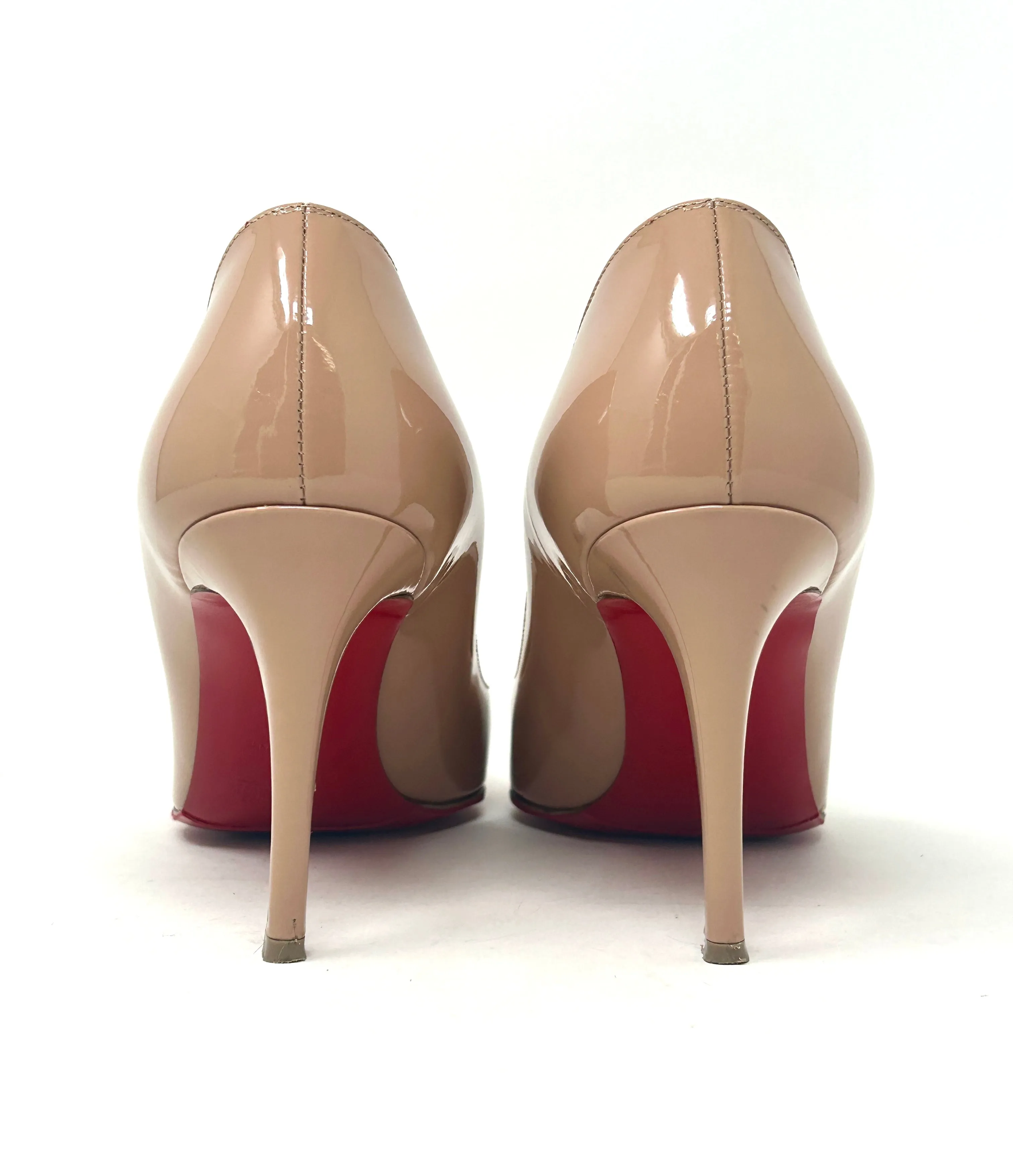 Christian Louboutin Pigalle 85 Nude Patent Leather Pump Heels 39.5 UK 6.5