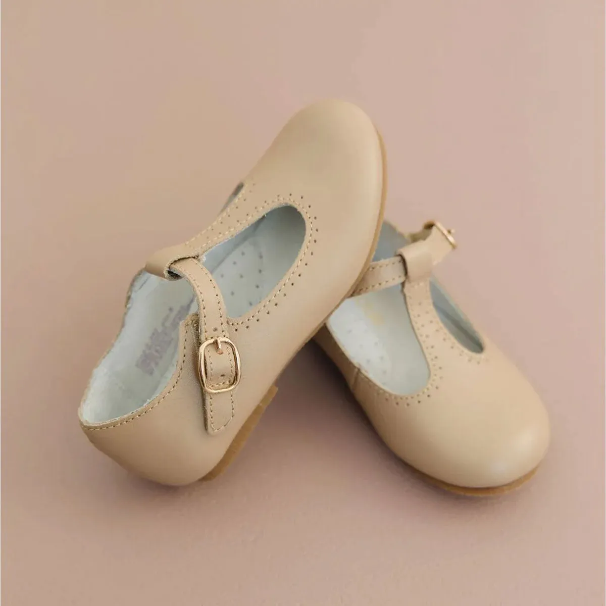 Eleanor T-Strap Flat in Pearl