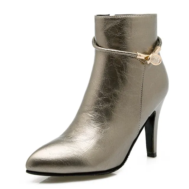 Elegant Booties High Heels Pointed Toe Ankle