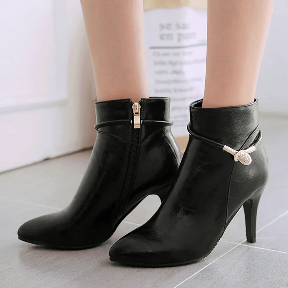 Elegant Booties High Heels Pointed Toe Ankle