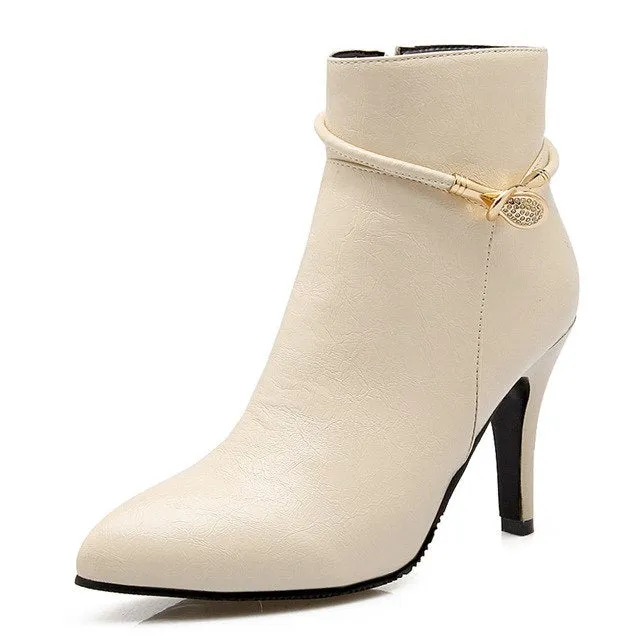 Elegant Booties High Heels Pointed Toe Ankle