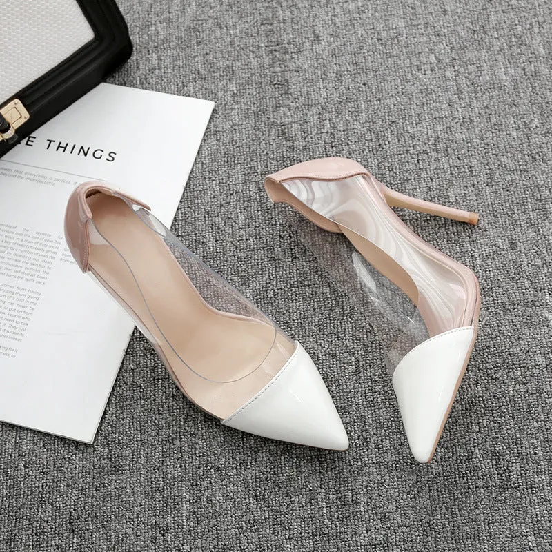 Fashion Transparent Lady Pointed Toe Stiletto Heels