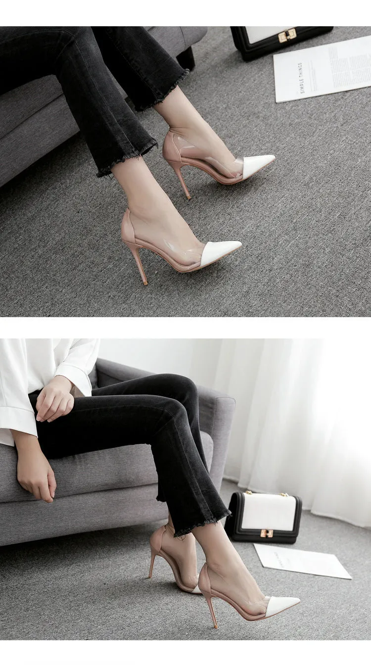 Fashion Transparent Lady Pointed Toe Stiletto Heels