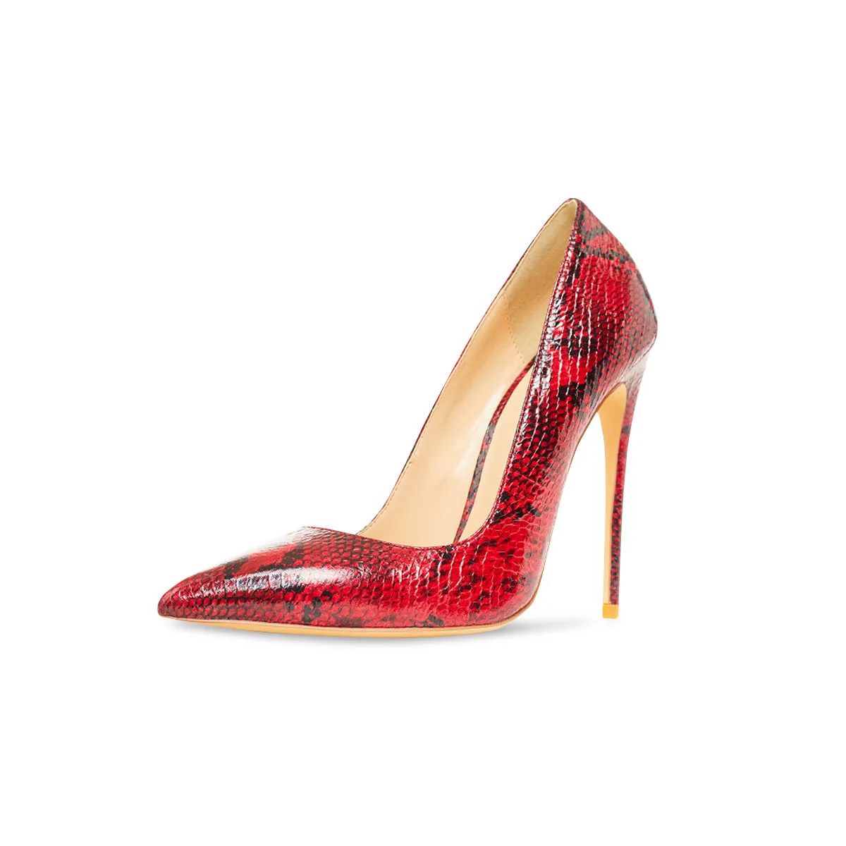 Gloria Red Vegan Snake Pumps