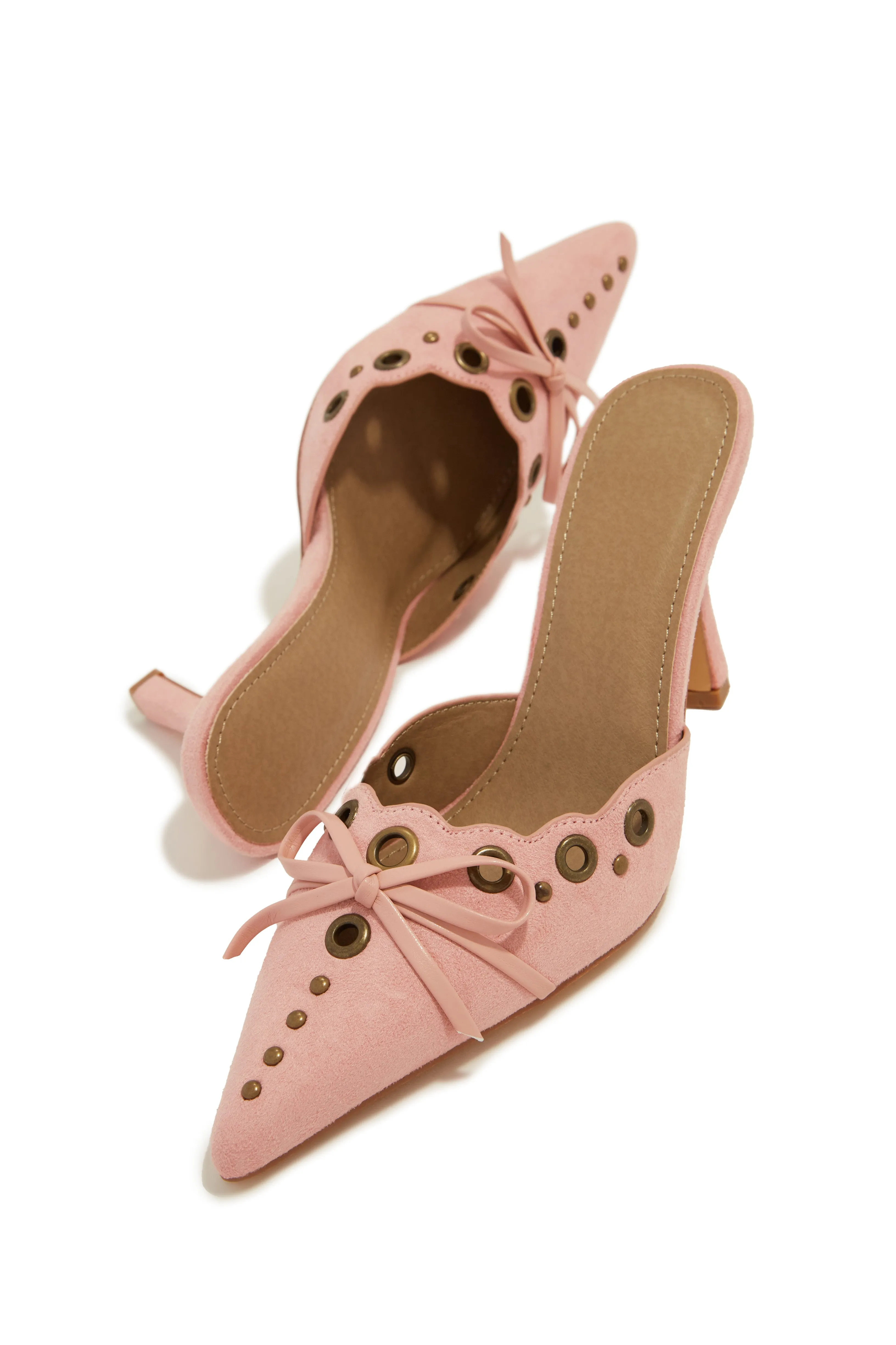 Jasmyn Mid Heel Mule Pumps - Light Pink