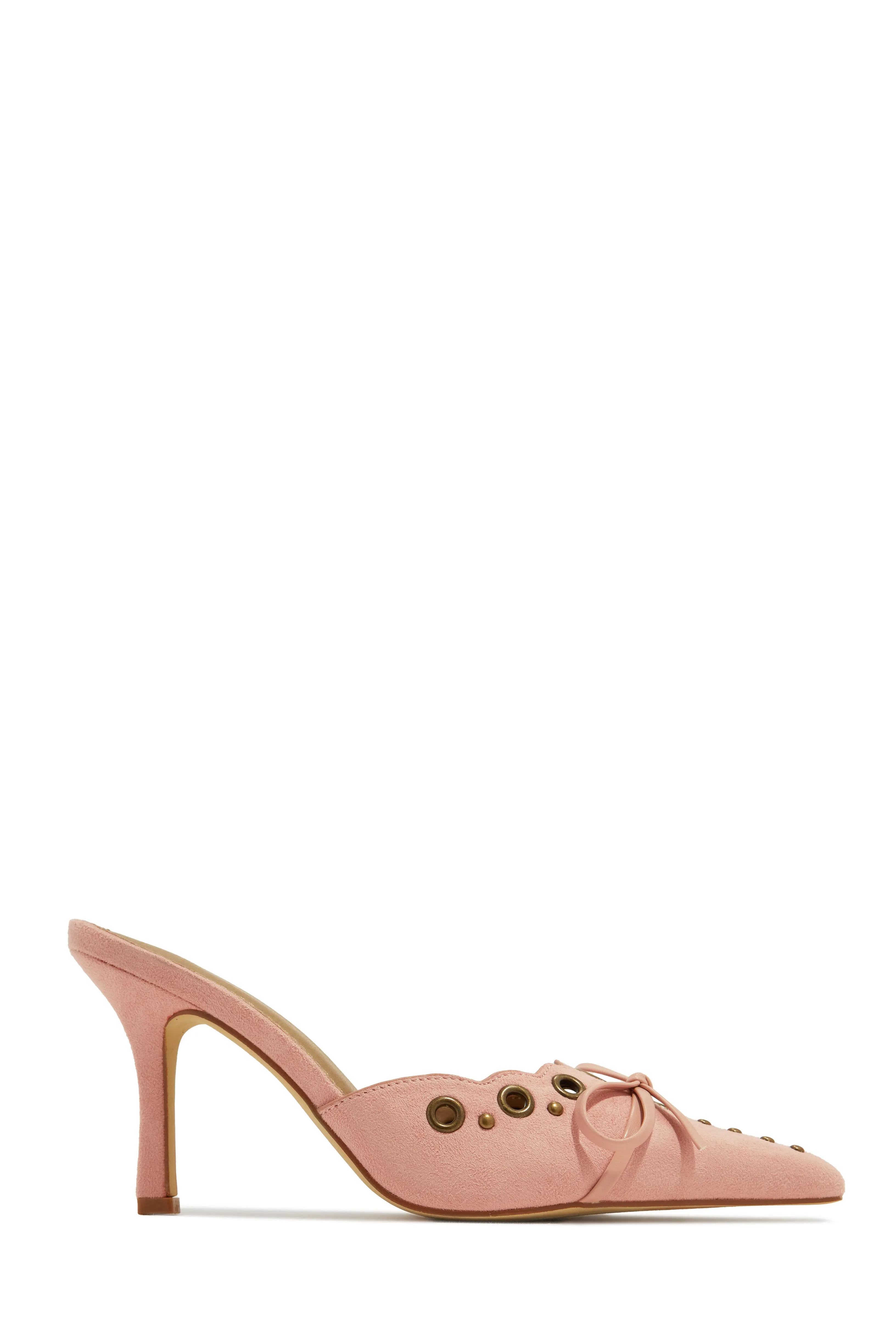 Jasmyn Mid Heel Mule Pumps - Light Pink