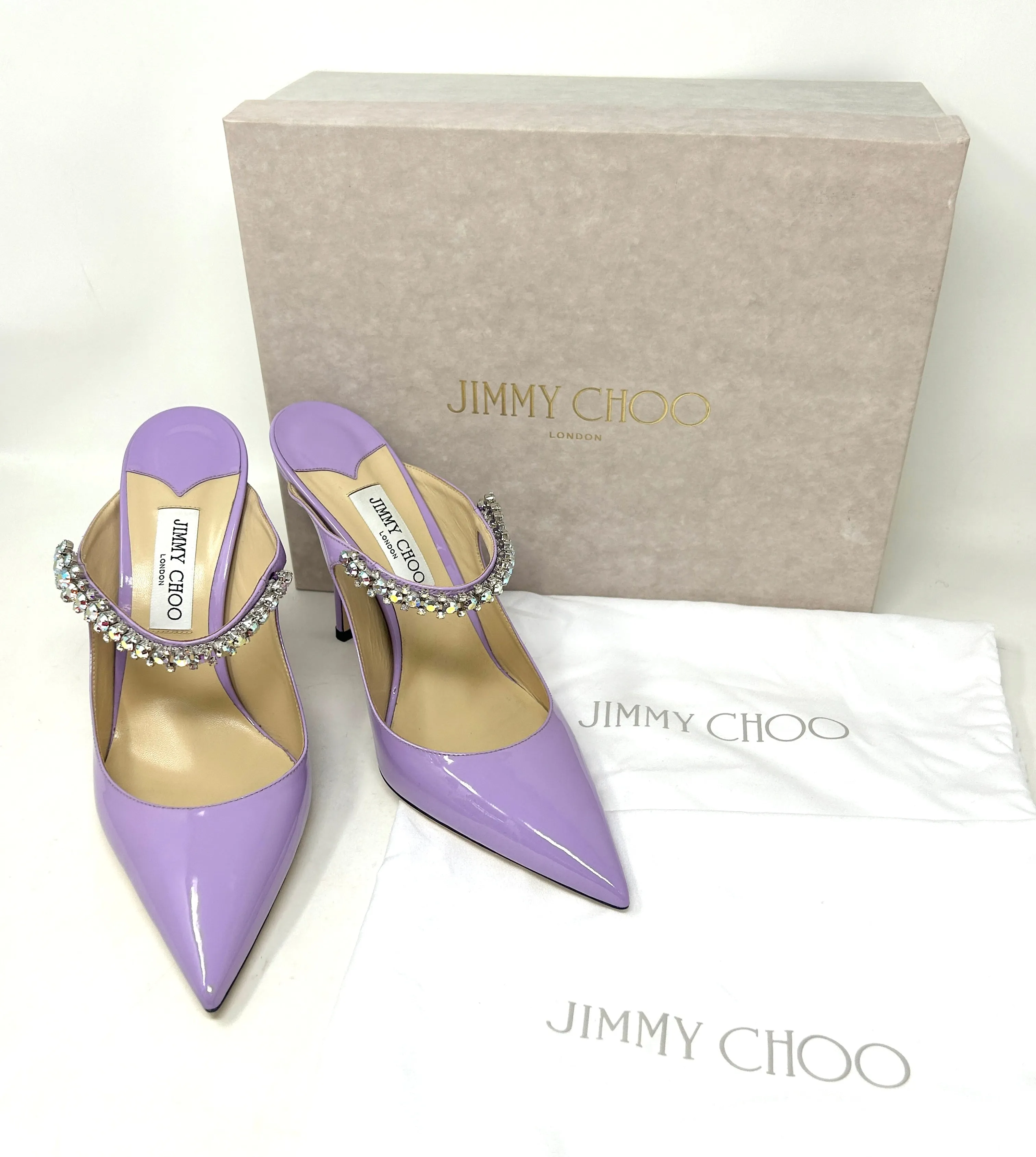 Jimmy Choo Bing 100 Wisteria Aurora Lilac Patent Leather Heels 42 UK 9