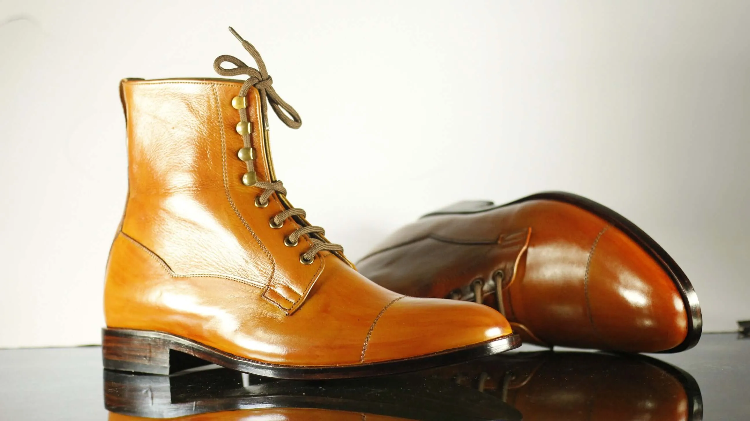 Men's Tan Ankle High Leather Boots