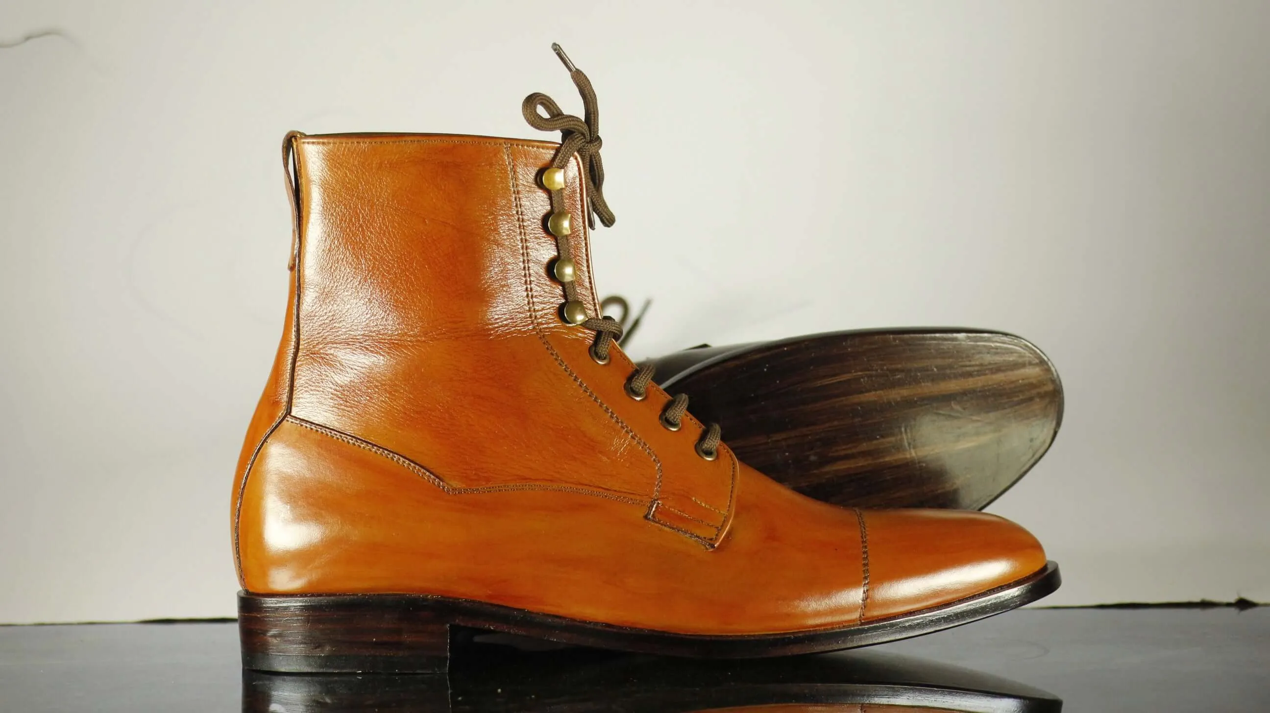 Men's Tan Ankle High Leather Boots