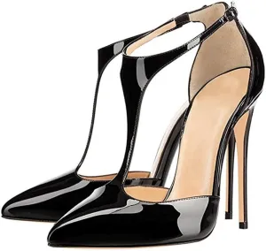 Patent Leather T-Strap 12cm High Heel Pump