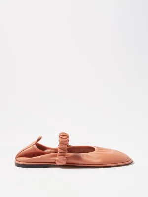 Pink leather ballet flats