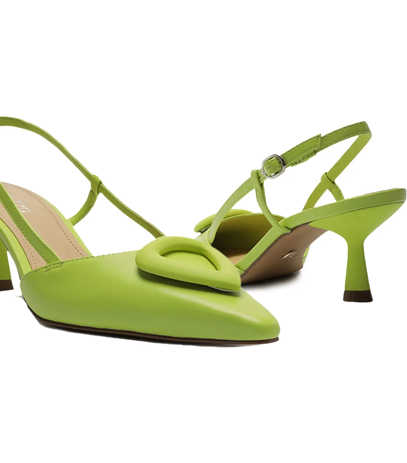 Pointy Toe Slingback Detail Pumps Fresh Lime