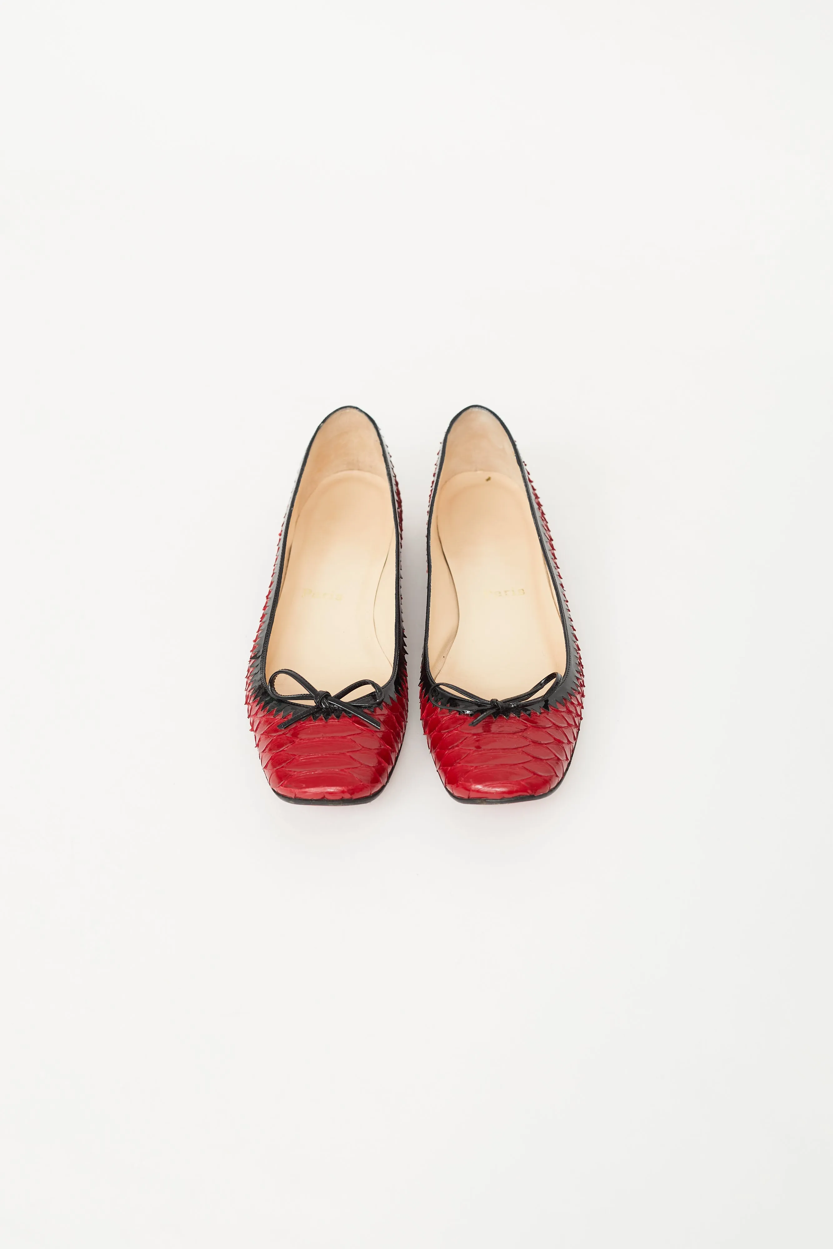 Red & Black Embossed Patent Ballet Flat