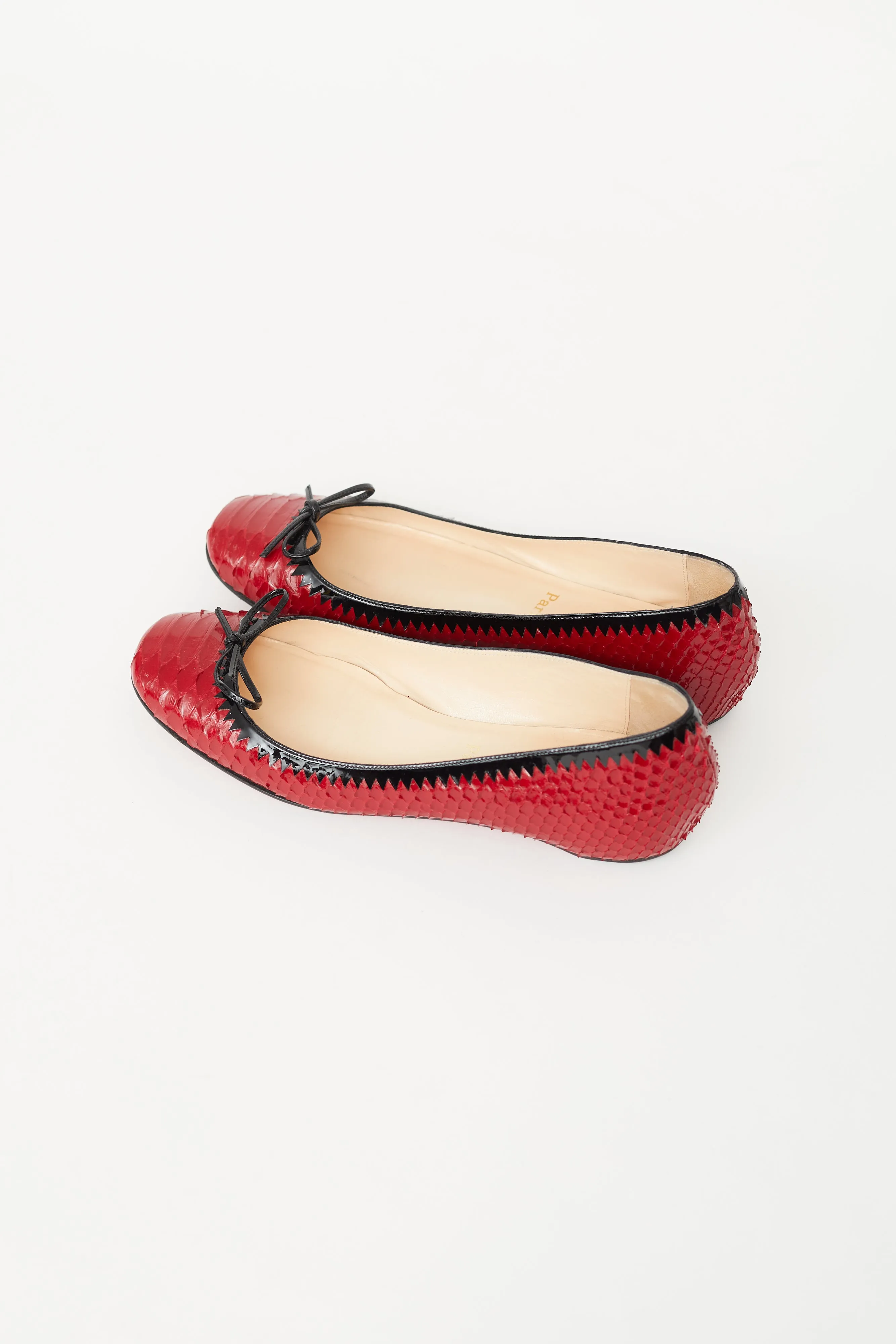 Red & Black Embossed Patent Ballet Flat