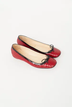 Red & Black Embossed Patent Ballet Flat