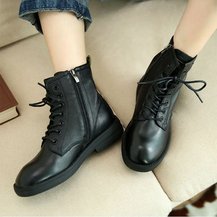 Retro Leather Seven Eyelets Lace-up Martin Boots