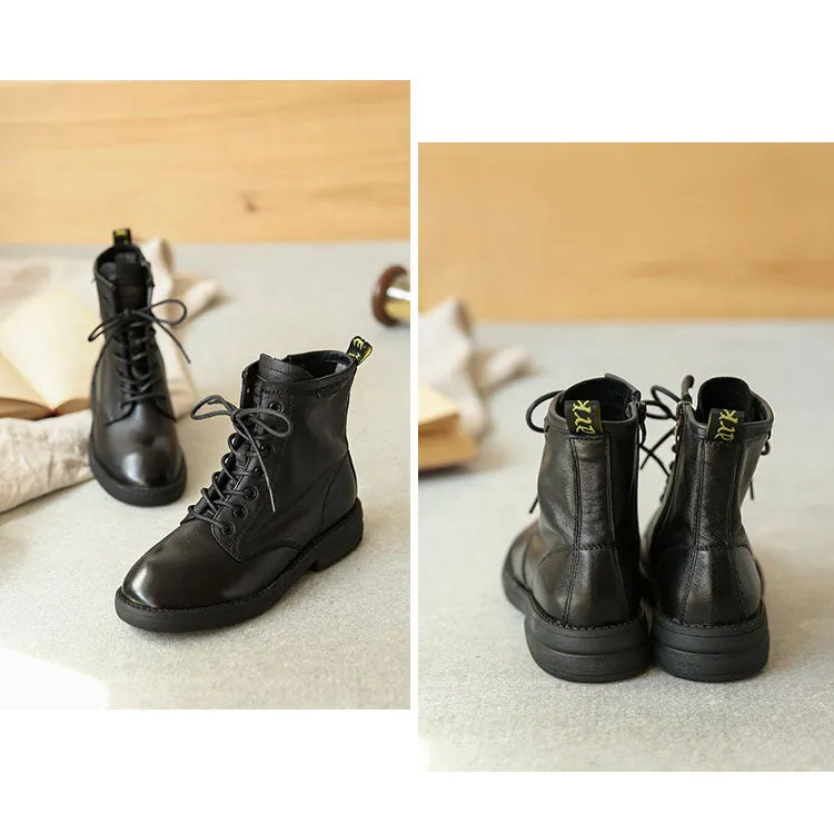 Retro Leather Seven Eyelets Lace-up Martin Boots